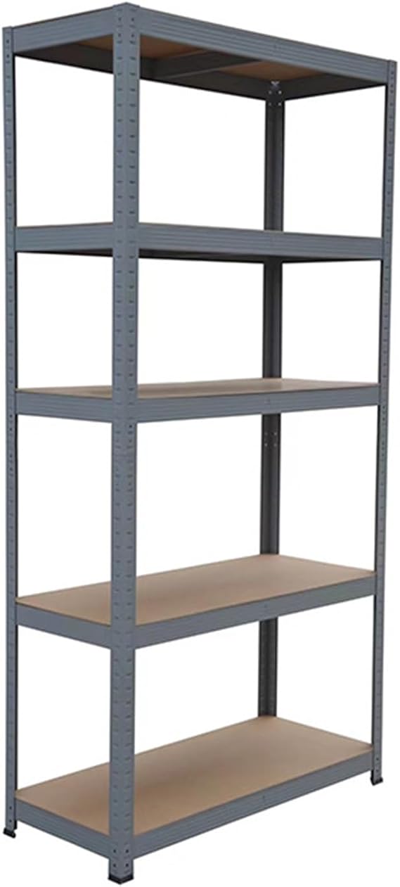 Metal Storage Shelving Heavy Duty Steel Racking Unit, Garage Shelving with 5 Adjustable MDF Shelves, for Garage, Shed and Workshop Storage(Style 2-One Size
