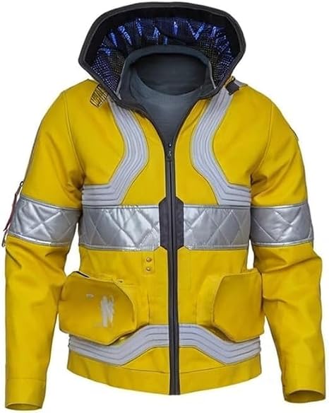 Edgerunners David Martinez Jacket Yellow | Men Faux Leather Coat | Anime Costume,Unisex Sizing