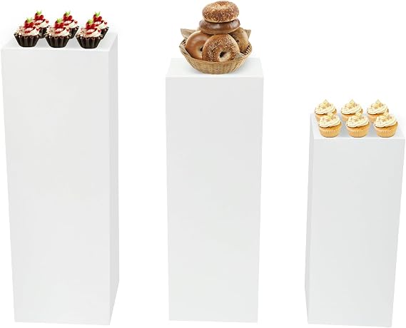3PCS Metal Display Pedestal Stand, Flower Display Rack Dessert Table, Square Pedestal Stands for Parties
