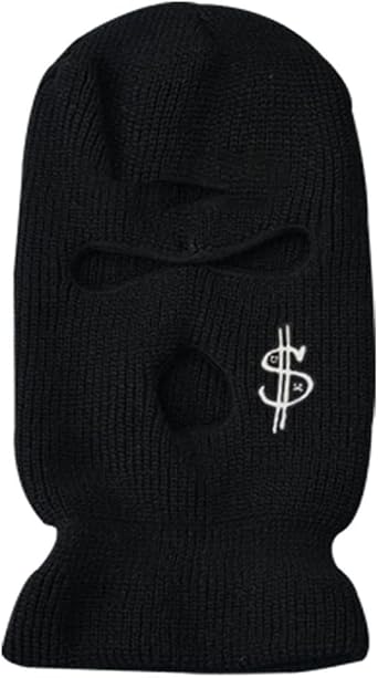 Ski Mask 3 Hole Warm Knit Balaclava Winter Full Face Mask Cover Men Women Embroidery Balaclava for Outdoor Sports