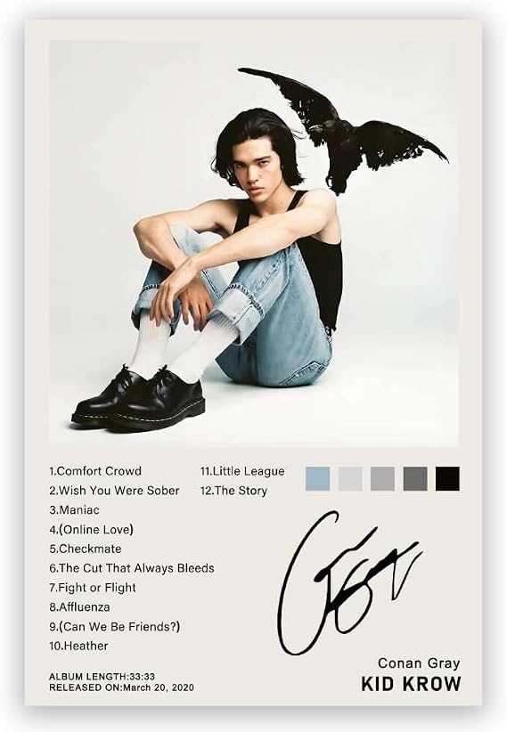 RXlinquial Kid Krow Albums Poster Conans% Posters Music Canvas Wall Photo Print Art Home Decor Wall Art Fan Gift-12x18in- Unframed, style-20