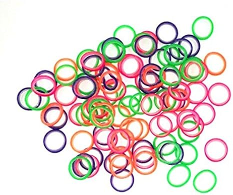 1/4" inch Orthodontic Elastic Rubber Bands, 500 Pack, Neon, Medium Force 3.5 oz, rubberbands for making bows, Dreadlocks, Dreads, Doll Hair, Braids, Top Knots + FREE elastic placer by AdentalZ