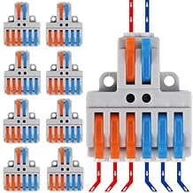 10PCS Lever Wire Connectors, 2 in 6 Out Quick Wire Connectors, Electrical Lever Nuts Wire Connectors Push-in Conductor Terminal Block AWG 28-12