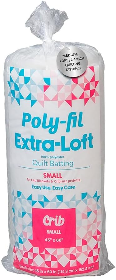 Fairfield Poly-Fil Extra-Loft Quilt Batting, Premium Polyester Batting for Quilting, Ideal for Lap Blankets and Crib-Size Projects, Quilting Supplies, 45" X 60"