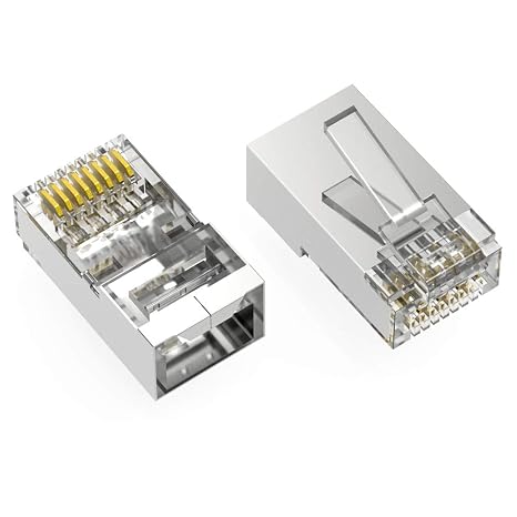 InstallerParts Cat.6A Plug, Shielded, Solid/Stranded, 3-Prong, 50 Micron, 100 Pack