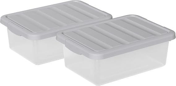 14 Quart Stackable Plastic Storage Bin with Latching Lid, 2 Pack Clear Storage Boxes