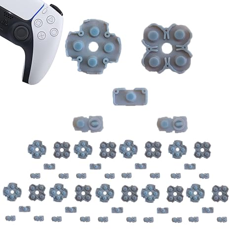 10 Sets Silicone Conductive Rubber Pads Replacement for Playstation 5 PS5 Controller Parts for BDM-010 DualSense 5 L1 R1 L2 R2 Adhesive Button Changing Keypad Repair Replacement Part Tool Kit(1.0)