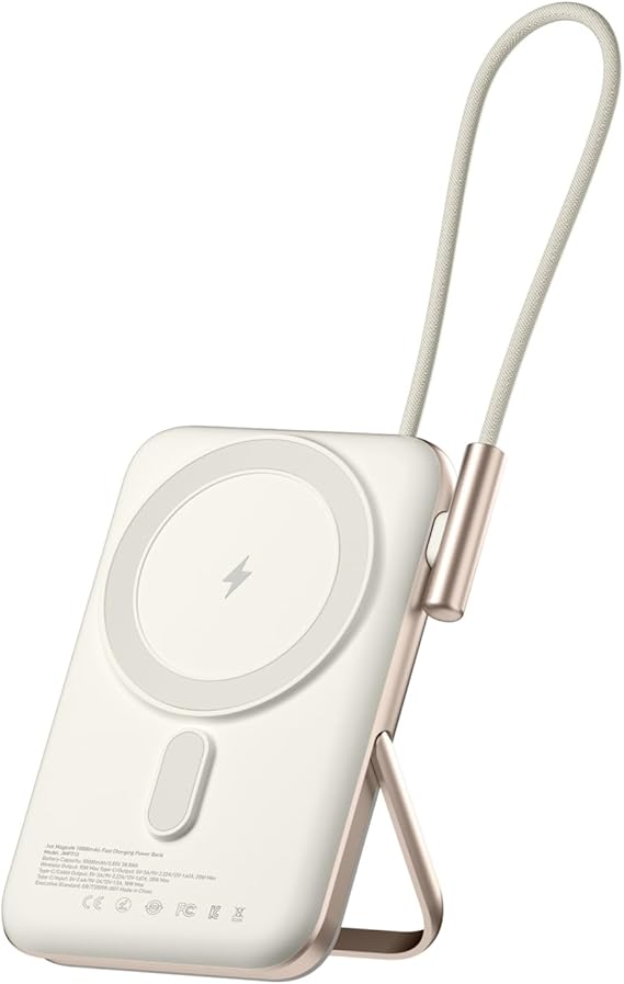 Juo Magsafe Powerbank 20W Built-in Type-C Wired Portable Fast Charger White with 10000mAh Stand