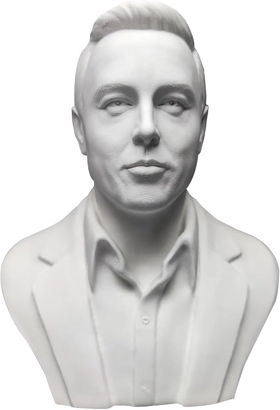 Entrepreneur Elon Musk Plaster Bust Sculpture, Innovator, Visionary, Engineer Gypsum Head Sketch Portrait Tool, Desktop Bookshelf Decoration 10cm (3.94in)