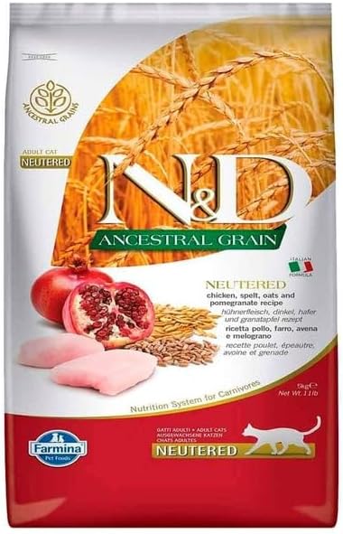 N&D Ancestral Grain Düşük Tahıllı Tavuk ve Narlı Kısırlaştırılmış 5 Kg Yetişkin Kedi Maması
