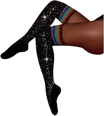 Rhinestone Over Knee Stockings Warm Cotton Thigh-High Socks Cheerleader Socks for Women and Girls