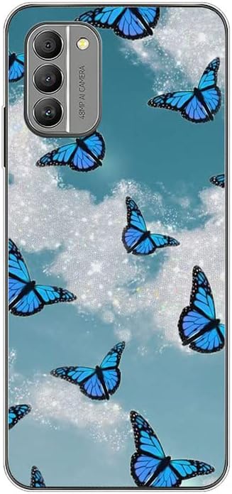Case compatible with Nokia G400 5G,Shockproof Slim Thin Silicone Protective Anti-Fingerprint Anti-Scratch Anti-Fall phone cover - Blue butterfly