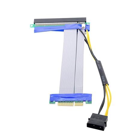cablecc PCI-E Express 4X to 16x Flex Cable Extender Converter Riser Card Adapter with 4pin Power 15cm