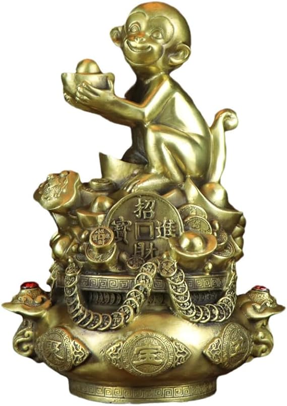 Feng Shui Monkey Sculpture Brass Monkey Statue Offering Treasure Zodiac Animal Ornament Home Bedroom BedHead Decoration Crafts
