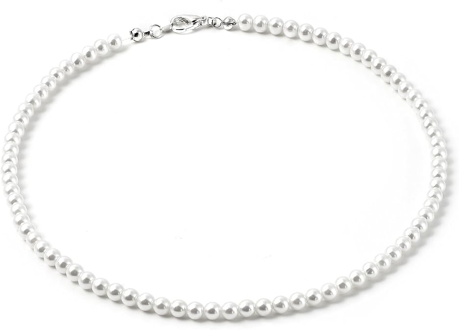 Topwholesalejewel White Pearl Single Row Strand Necklace