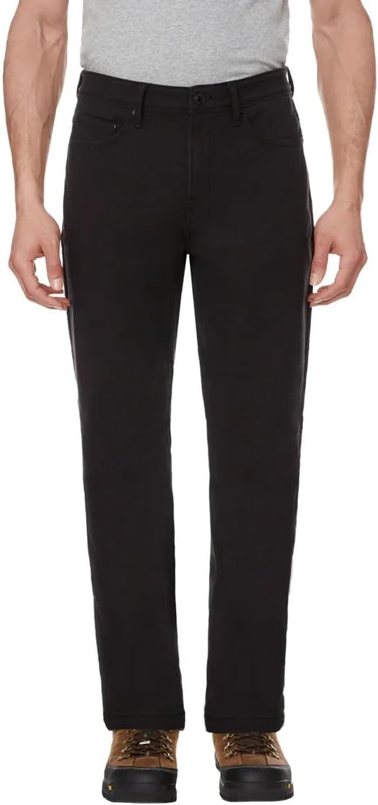 CAT Caterpillar Men's Fleece Lined Canvas Work Pants, Straight Leg, Stretch Fabric (Black, 30x29)