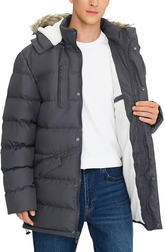Men's Long Winter Coats Warm Heavy Water Resistant Parka Jackets | Puffy Hooded Windbreaker Insulated Thicken with Hood