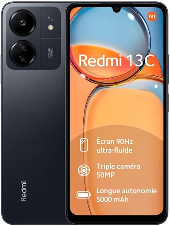 Redmi Xiaomi 13C 4G LTE (256GB + 8GB) Factory Unlocked Global Version 6.74" 50MP Triple Camera (for Tello Mint & Global) (Midnight Black)