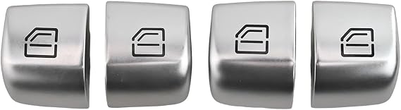 4x Chrome Window Switch Buttons for Mercedes C-Class GLC S-Class Repair Kit Direct Replacement ABS Material Easy Install