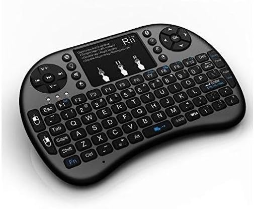 Rii i8+ Mini Bluetooth Keyboard with Touchpad & QWERTY Keyboard, Portable Wireless for Smartphones, Laptops, PCs, Tablets, Windows, Mac, TV, Xbox, PS3, Raspberry Pi. Black