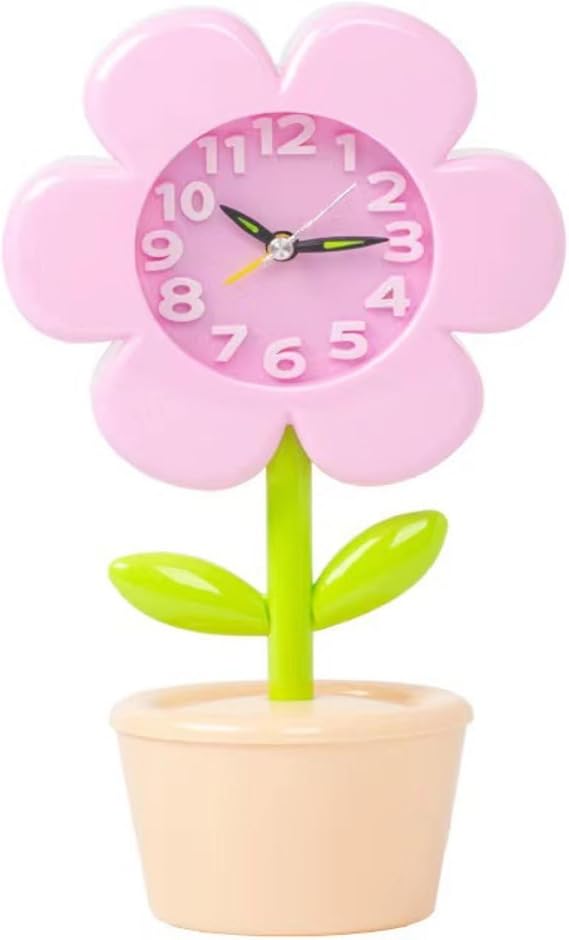 Flower Alarm Clock for Kids Cute Alarm Clock for Kids Bedroom, No Battery, Bedside Clock Children's Sleep Trainier, Wake Up for Boys Girls Birthday Gifts (Pink)