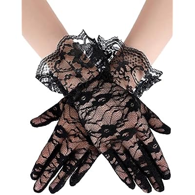 SATINIOR Lace Princess Gloves for Girls Tea Party Dress Up Gloves Halloween Costume Party Princess Cosplay