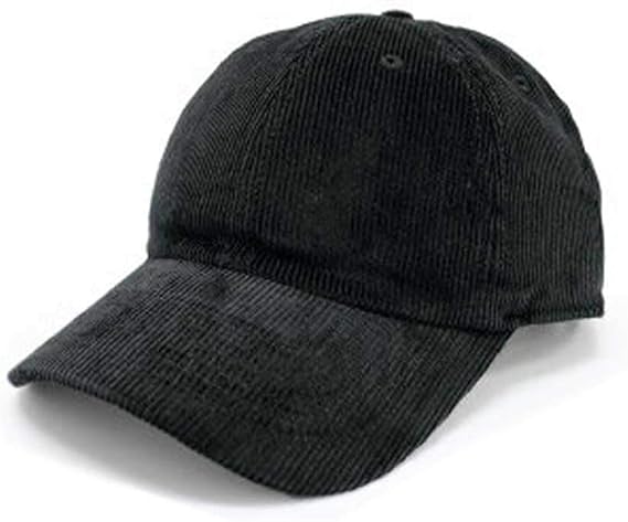 Newhattan Solid Corduroy 100% Cotton Vintage Unisex Baseball Adjustable Polo Trucker Cap Hat (Black)