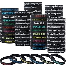 QEERBSIN Bible Verses Bracelets Motivational Christian Rubber Bracelets Faith Hope Wristbands Bracelets for Men Women Teens
