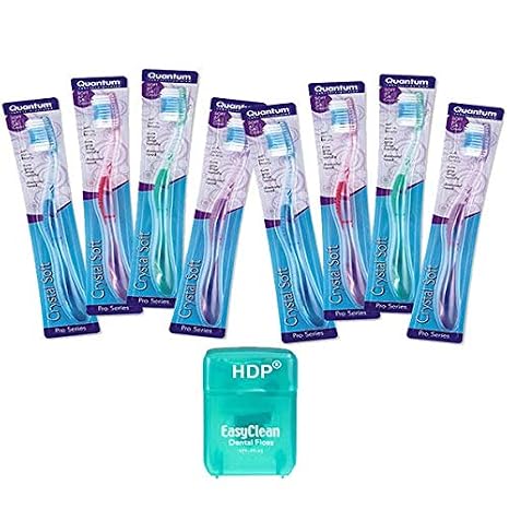 HDP Crystal Soft Toothbrush with HDP Floss Color:Crystal Size:Pack of 8 wth Bonus