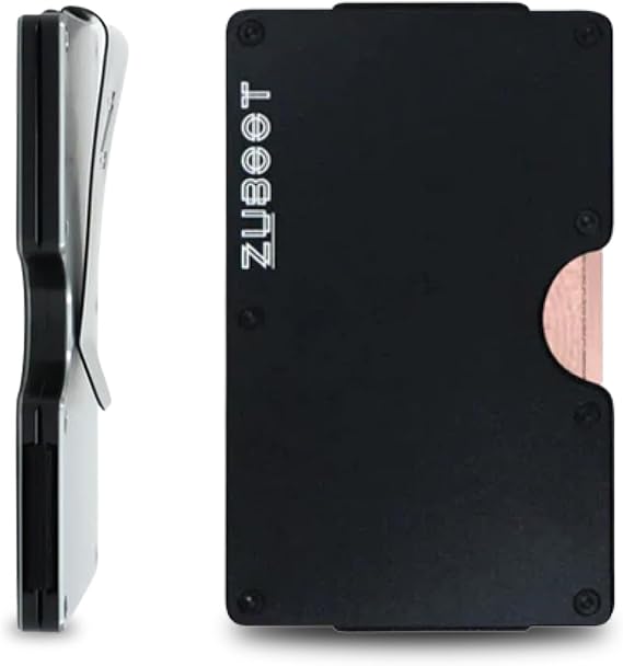 Slim RFID Wallet Kit for Men Minimalist Front Pocket Wallet with 5 Extra Replacement Covers, Hex Tool & Screws Durable Lightweight Metal Card Holder (Black, Holds 16 Cards)