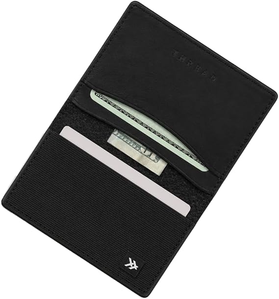 Thread Wallets RFID Blocking Slim Leather Bifold Wallet with Card Protection (Black)