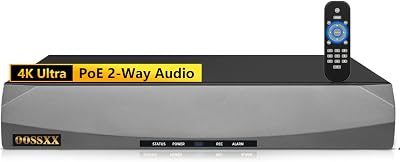 OOSSXX 8.04K Megapixel 16-Channel POE NVR Network Video Recorder, Supports up to 16 x 8MP4K IP Cameras, Max to 8TB Hard Drive NO HDD
