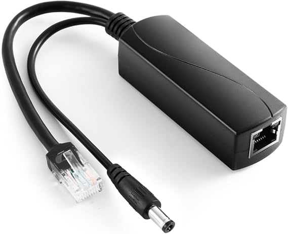 Gigabit PoE Splitter 48V to 12V 2A, 5.5x2.5mm DC IEEE 802.3af/at Standard Power over Ethernet Splitter Adapter for Security IP Camera,Voip phone, AP (PS5712TG-25)