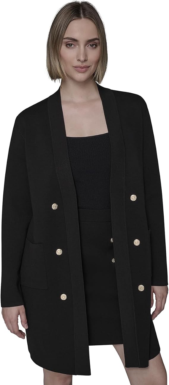 Karl Lagerfeld Women's Long Sleeve Sweater Pockets Essential Cardigan