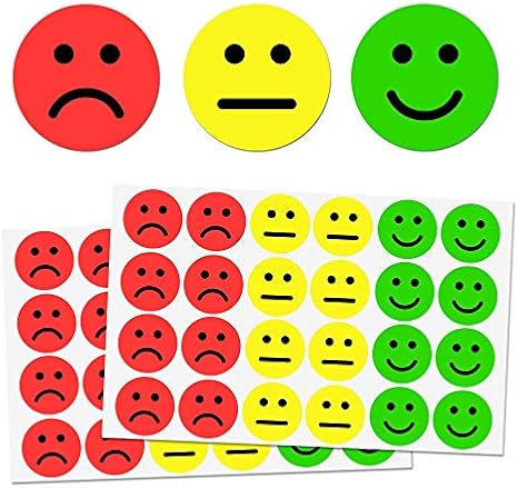 1200 Pieces - Happy Sad Smile Face Mood Emotion Stickers, Red/Yellow/Green