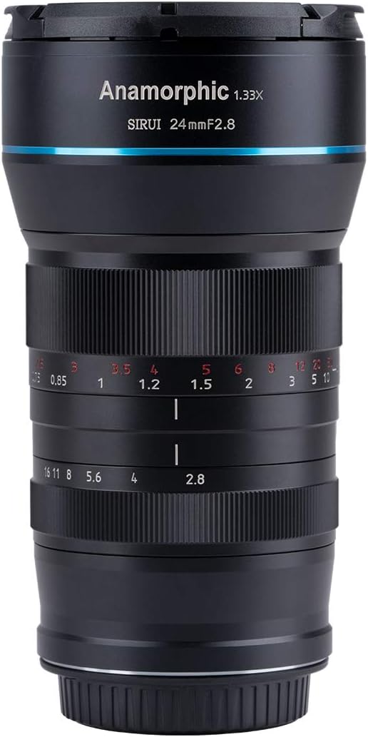 SIRUI 24mm F2.8 Anamorphic Cinema Lens 1.33x APS-C (E Mount) for a6000, a6400, ZV-E10, FX30, FX3, Blackmagic Pocket 4K