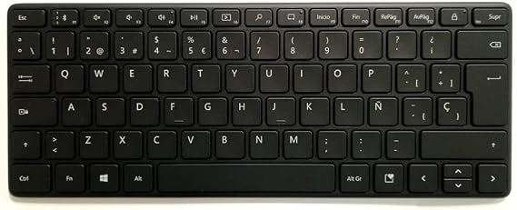 Microsoft Designer Compact Keyboard | Thin Low Profile & Wireless Bluetooth | Spanish QWERTY Layout | Black