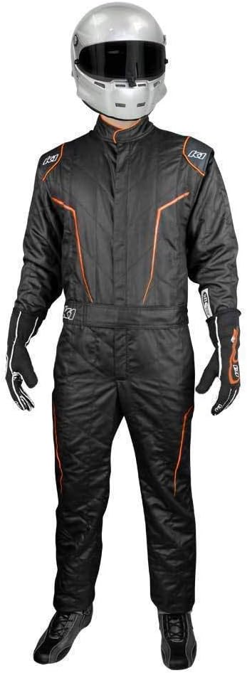K1 GT2 Adult Nomex Fire Suit - SFI 3.2A/5 - Black, Flo Orange - Small 48