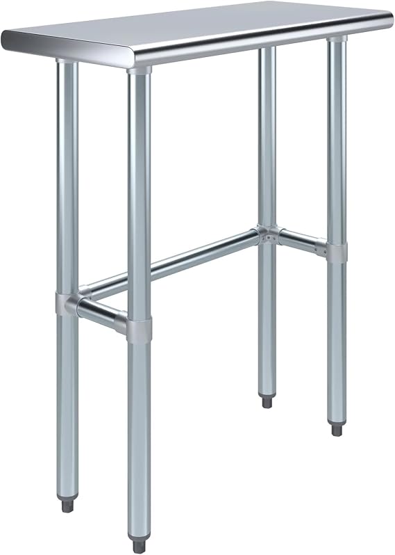 KPS Commercial Stainless Steel Work Table with Crossbar 14" x 30" NSF Certified Heavy Duty Prep Table for Restaurant, Kitchen, or Food Truck
