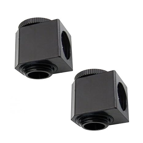 Koolance Adjustable Low Profile Elbow Fitting, Black, 2-Pack