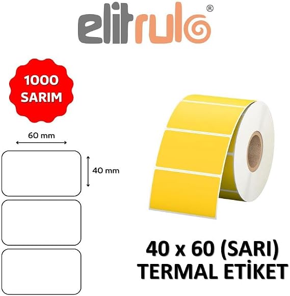 Barkod Etiketi 40x60 Termal SARI - 1000 Adet