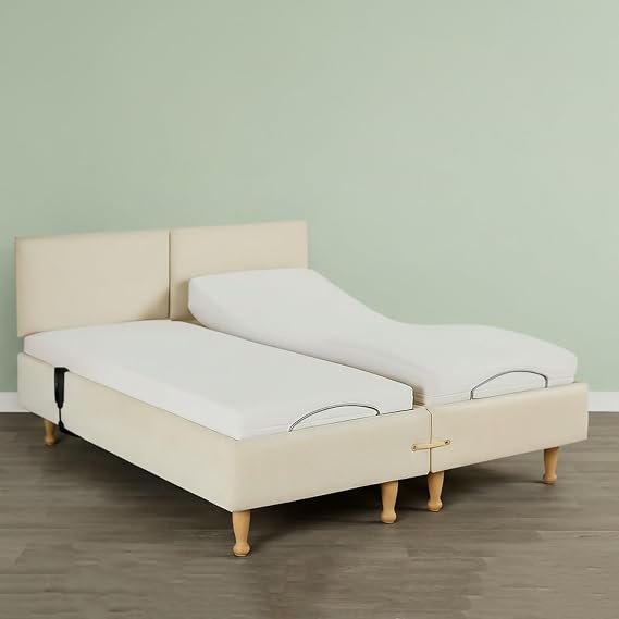 Electric Mobility Adjustable Bed with Hand Control | 6' Legs Base, Mattress Included, Headboard & Footboard Incline | Single, Small Double.double & King Size-Uk Made (Small Double)