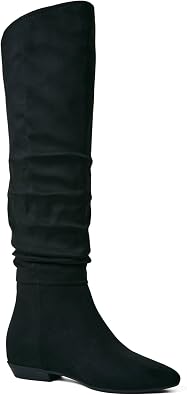 JustFab Womens Pointed Toe Tall Chunky Heel Long Boots - ISSEY (Size 9, Black)