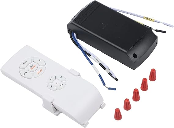 Wireless Ceiling Fan Light Remote Control Kit with Timer Switch, 3-Speed Adjustment, PC Material Controller for Most Ceiling Fans and Lamps, White and Black