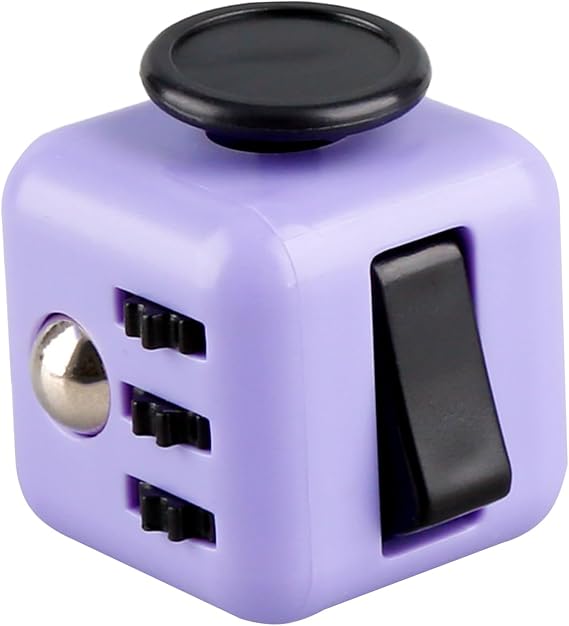 6-Sided Stress Relief Sensory Toy for Anxiety,ADHD,Focus,Portable Finger Cube Toy for Office,Classroom,and Home(Purple)