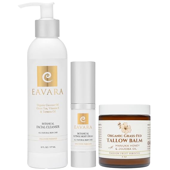 Cleanser, Night Cream, Tallow Balm Set Ultra-Hydrating Skincare Trio with Grass-Fed Tallow, Retinol, Aloe Vera, and Shea Butter Gently Cleanses, Deeply Moisturizes, Nourishes Overnight