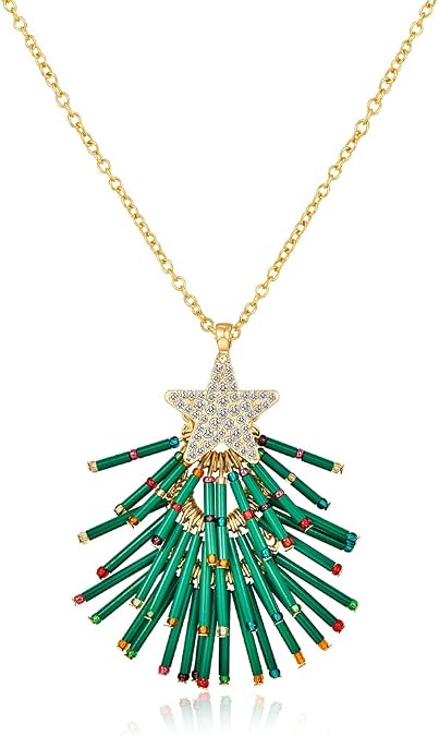 CLASSYZINT Christmas Necklaces For Women Long Christmas Tree And Lights Charm Strand Necklaces...