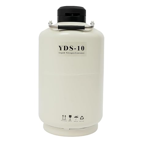 Liquid Nitrogen Container, 10L Aluminum Alloy Liquid Nitrogen Tank, Durable Lnsulation Cryogenic Container with Protective Sleeve, Tabletop Freestanding Liquid Nitrogen Tank Dewar