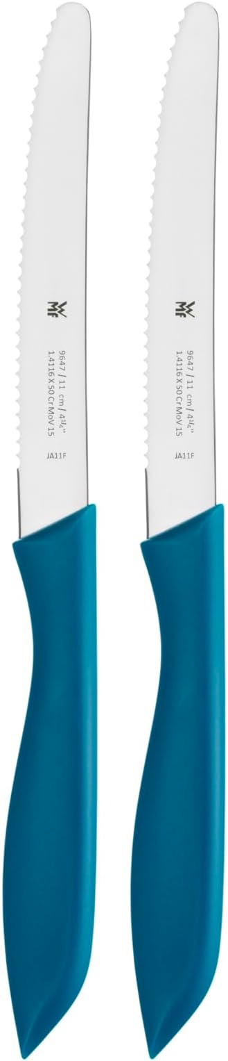 WMF 2 Parça Kahvaltı Bıçağı Seti, 23 cm, Tırtıklı Ekmek ve Sandviç Bıçağı, Özel Bıçak Çeliği, Plastik Sap, Mavi