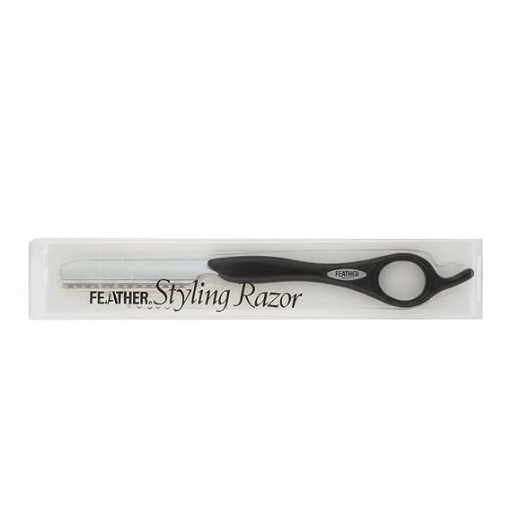 Feather Black 7.25" Styling Razor Handle - Professional Hair Tool
